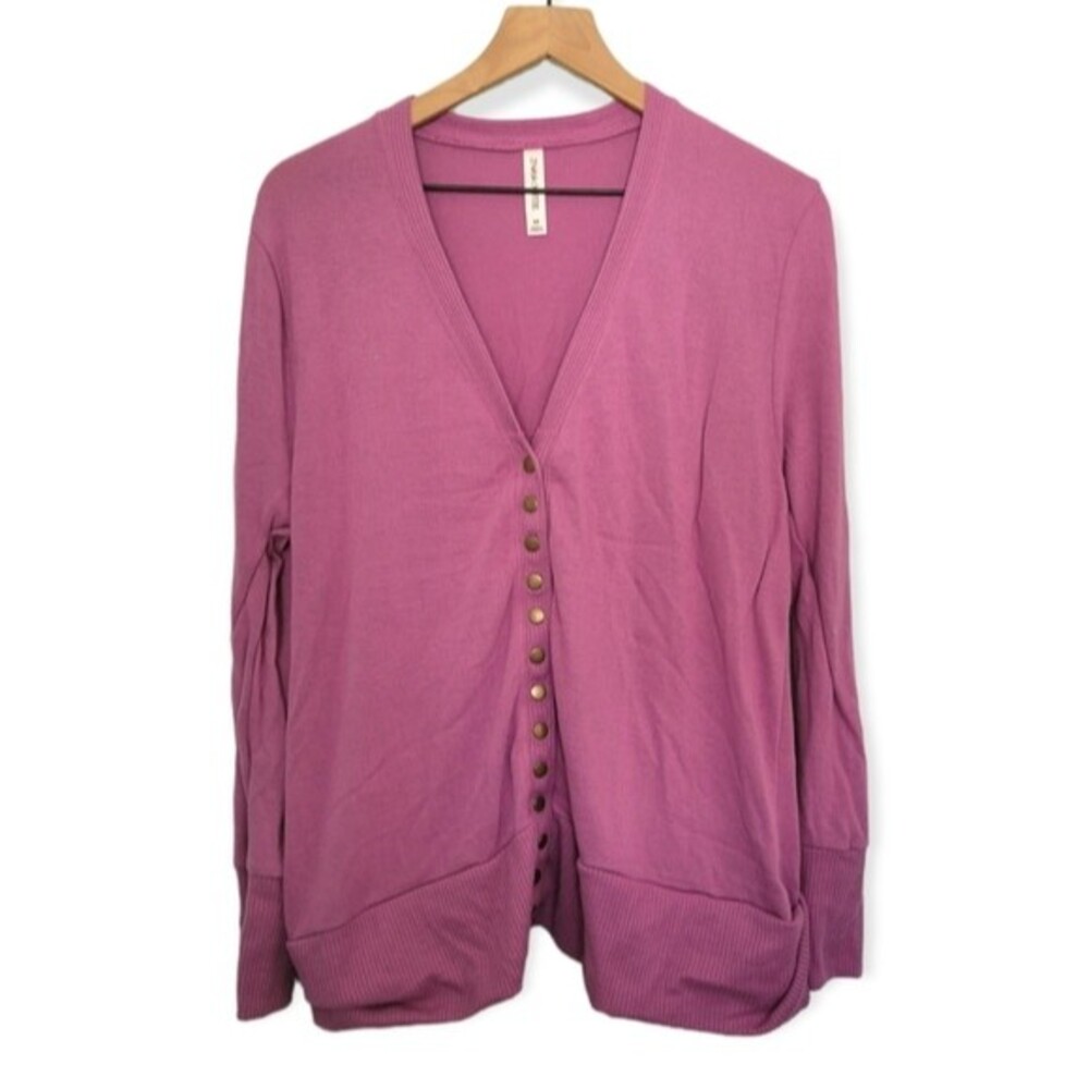 Zenana Outfitters Lilac Snap Up Cardigan Sweater Size 2X